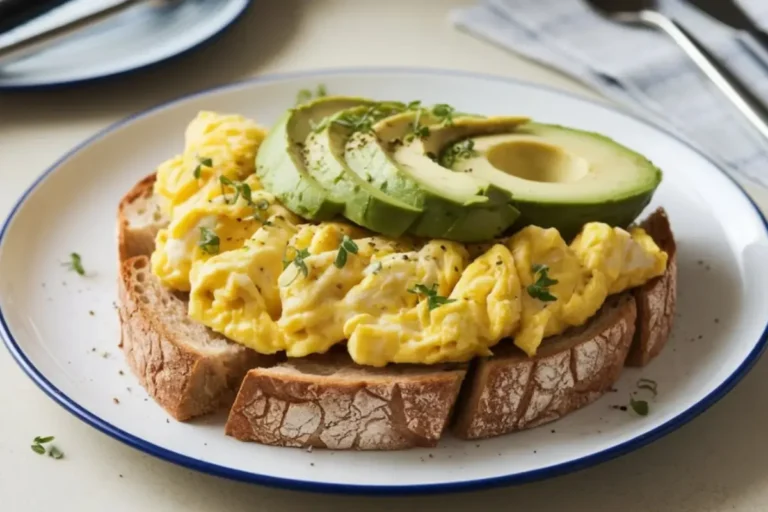 sourdough avocado scrambled eggs​